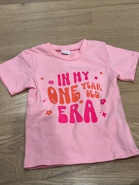 Girls' Pink 'In My One Year Old Era' Graphic Tee